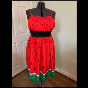 Watermelon fit and flare dress